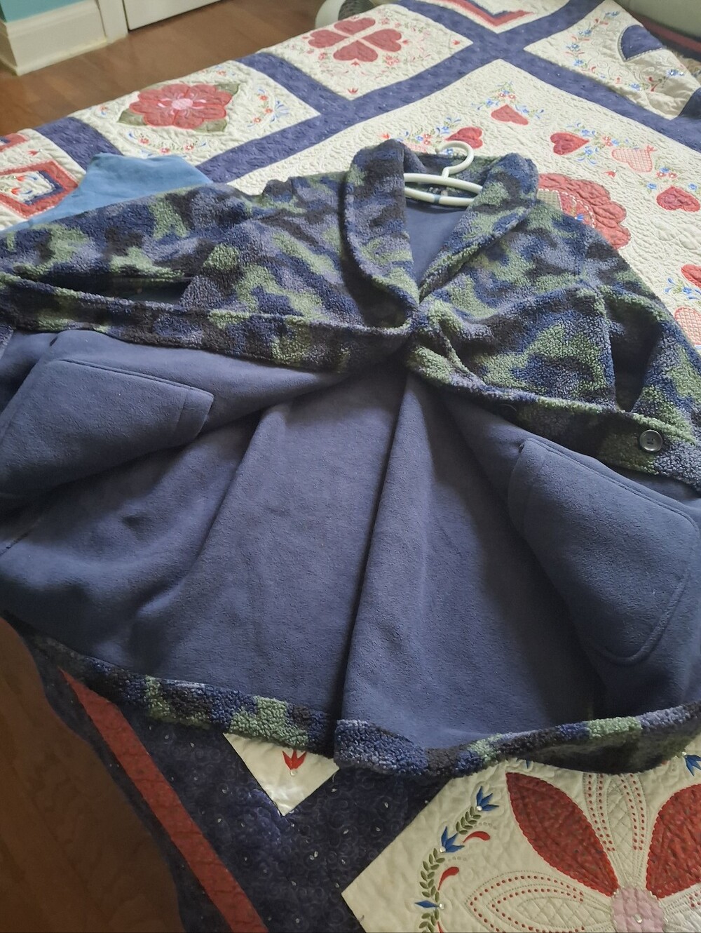 Susan Graver Plush Camo Green Blue Black Jacket Coat Women's 2XL 34in. - Picture 13 of 14